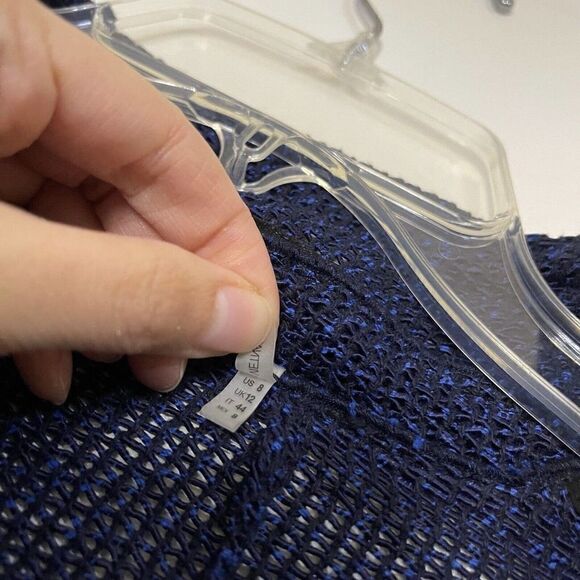 ELIE TAHARI blue knit crochet cardigan blazer sweater size US 8 - Picture 4 of 6